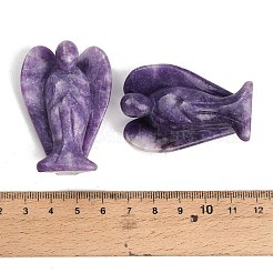天然レピドライトで彫刻された天使の置物  風水エネルギーストーンギフト、自宅、オフィス、デスクトップの装飾用  35~38x18.5~20x50~53mm&nbsp;G-O200-03J-08