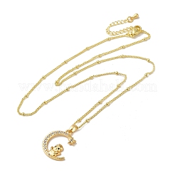 Brass Micro Pave Clear Cubic Zirconia Pendants Necklaces&nbsp;NJEW-K269-05G-04