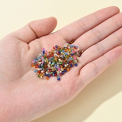 DIYジュエリー作成キット  丸いガラスシードビーズを含む  弾性水晶の線  ピンセット  はさみ  合金の留め金と鉄の指輪  ミックスカラー  ビーズ：19200個/セット&nbsp;DIY-YW0003-32A