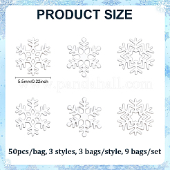 9 Bags 3 Styles Brass Snowflake Cabochons&nbsp;DIY-PH0033-02