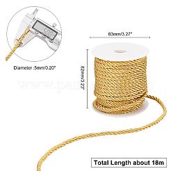 ポリエステル3重コード  スプールで  ツイストロープ  DIYコードジュエリーのパーツ  ゴールド  5mm  スプール：82x83mm  約18m /ロール&nbsp;OCOR-WH0033-17G