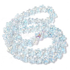 電気メッキガラスビーズセット  スモモの花  ABカラーメッキ  ライトブルー  12x13x7.5mm  穴：1mm  約55個/連  24.80''（63センチメートル）&nbsp;EGLA-K061-10A-AB01