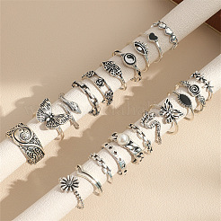 21Pcs Alloy Enamel with Plastic Pearl Finger Rings Sets&nbsp;FS-WG05D6A-01