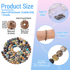 1連売り天然湖北ターコイズビーズ連売り  多面カット  キューブ  4x4x4mm  穴：0.7mm  約95個/連  15.04インチ（38.2cm）&nbsp;G-TA0003-38