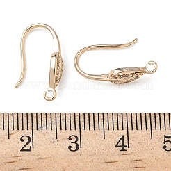 Leaf Rack Plating Brass Micro Pave Cubic Zirconia Earring Hooks&nbsp;KK-D083-09G-1