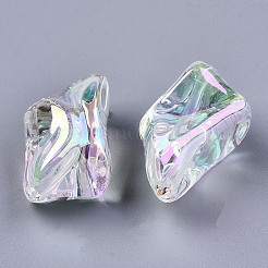 透明なアクリルビーズ  ABカラー  ナゲット  クリアAB  24x15x13mm  穴：1.6mm&nbsp;X-PACR-N010-003