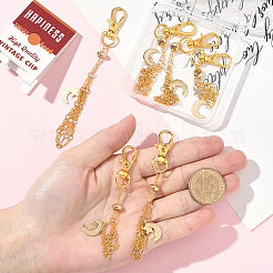 6Pcs 3 Styles Moon Alloy Swivel Lobster Claw Clasps & Brass Cable Chains&nbsp;AJEW-SC0003-98G