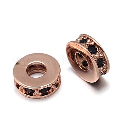 Flat Round Brass Micro Pave Cubic Zirconia Spacer Beads&nbsp;ZIRC-F009-31-NR