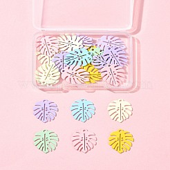 スプレー塗装合金ペンダント24個  葉のチャーム  ミックスカラー  21.5x16.5x1mm  穴：1.6mm&nbsp;FIND-FS0003-35