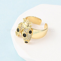 Adjustable Brass Micro Pave Cubic Zirconia Cuff Open Rings&nbsp;RJEW-H263-263B-G