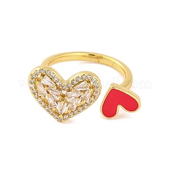 Brass Micro Pave Clear Cubic Zirconia Open Cuff Rings&nbsp;RJEW-U009-04G