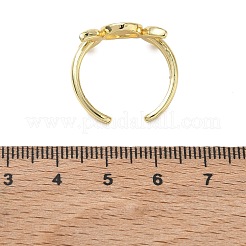 女性用真鍮カフオープンリング  三重の神性のサイン  長持ちメッキ  ラックめっき  18KGP本金メッキ  9.5mm  内径：19mm&nbsp;RJEW-L343-10G