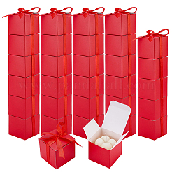 折り紙のキャンディー梱包箱  ギフト包装用  リボン付きの正方形  レッド  5.5x5.5x5.5cm&nbsp;CON-WH0001-83B