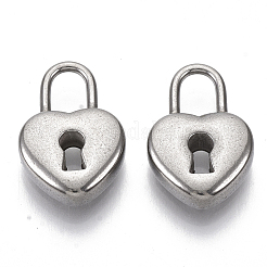 変色しにくい304ステンレススチールペンダント  ハートロック  ステンレス鋼色  19.5x13x5mm  穴：6x4mm&nbsp;X-STAS-S079-164