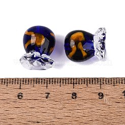 内側の花の手作りランプワークビーズ  クラゲの入ったボトル  ミディアムブルー  15x11~13x11~13mm  穴：0.8~1mm&nbsp;LAMP-Q039-13F