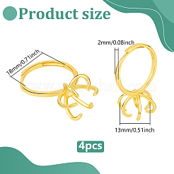 4Pcs Adjustable Brass Finger Ring Components&nbsp;KK-NB0002-57