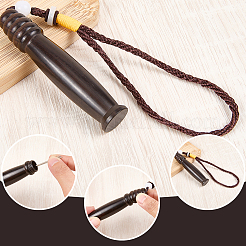 中国風木製つまようじホルダー2個  ポリエステルテザーと樹脂ビーズ付き  コラム  ココナッツブラウン  250~265mm&nbsp;AJEW-GF0011-70B