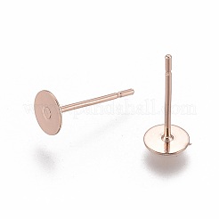 304ステンレススチールスタッドピアス金具  フラットラウンド  ローズゴールド  5x0.3mm  ピン：0.7mm&nbsp;STAS-H436-24RG-5mm