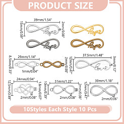 100Pcs 10 Styles Tibetan Style Alloy Links/Connector&nbsp;TIBE-AR0001-12