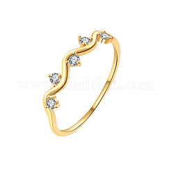 Brass Micro Pave Clear Cubic Zirconia Finger Rings for Women&nbsp;FS-WG5FD8E-01
