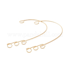 イオンプレーティング(IP) 316 ステンレススチール イヤーカフ金具  4ループの非ピアスピアスのパーツ  ゴールドカラー  55x36x0.5mm  穴：4mm&nbsp;STAS-H148-01G