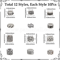 120Pcs 12 Styles Tibetan Style Zinc Alloy Beads&nbsp;FIND-SP0005-87