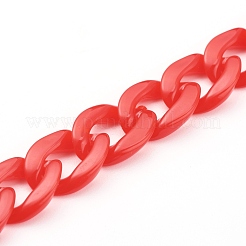 不透明なアクリルツイストチェーン  カーブチェーン  クイックリンクチェーン  溶接されていない  レッド  13.5x10x2.5mm  39.37インチ（1m）/連&nbsp;AJEW-JB00898-08