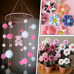 120Pcs 4 Colors  Polyester Pompom Ball&nbsp;FIND-SC0019-66B