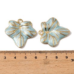 304ステンレスペンダント  葉のチャーム  エナメル  18KGP本金メッキ  イオンプレーティング（ip）  ブルー  31x31x3mm  穴：3mm&nbsp;STAS-I371-32G-01