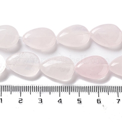 天然石ローズクォーツビーズ連売り  フラットティアドロップ  17.5~18x13~13.5x6mm  穴：1.2~1.4mm  約11個/連  7.56''（19.2センチメートル）&nbsp;G-P528-L18-01