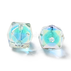 ツートン UV メッキ レインボー虹色アクリル ビーズ  ポリゴン  ミックスカラー  15.5x16x16mm  穴：2.7~2.8mm&nbsp;TACR-D010-02