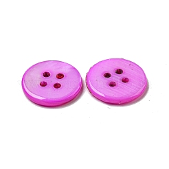 淡水シェルボタン  4穴  フラットラウンド  マゼンタ  14x1.7~2.2mm  穴：1.6mm&nbsp;SHEL-C005-02E