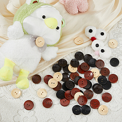 100Pcs 5 Colors 2-Hole Pearwood Buttons&nbsp;BUTT-HS0001-03