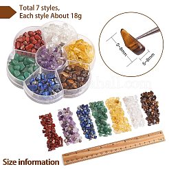 126g7スタイルのチャクラ天然宝石チップビーズ  ナチュラルシトリン＆レッドジャスパー＆ラピスラズリ＆クォーツクリスタル＆アメジスト＆グリーンアベンチュリン＆タイガーアイ  5~8x5~8mm  穴：1mm  18g /スタイル&nbsp;G-SZ0002-05