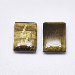 天然石タイガーアイカボション  ルーン文字/フサルク/フトールクの長方形  20x15x6mm  25個/セット&nbsp;G-T122-26B