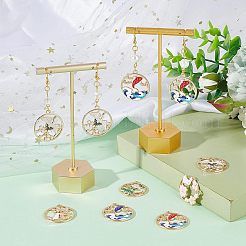 30個6スタイルラックメッキ合金エナメルペンダント  カドミウムフリー＆ニッケルフリー＆鉛フリー  ライトゴールド  混合形状  ミックスカラー  20~30x25~27x1.5~2.5mm  穴：1.6~2mm  5個/スタイル&nbsp;ENAM-NB0001-89