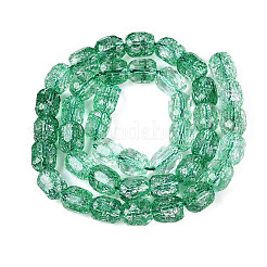 透明クラックルガラスビーズ連売り  コラム  多面カット  ミディアムシーグリーン  8~8.5x7~8mm  穴：1~1.2mm  約40~43個/連  13.78~14.57インチ（35~37cm）&nbsp;GLAA-Q108-04A-04
