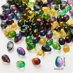透明ガラスビーズ  ティアドロップ  ミックスカラー  9x6x5mm  穴：1mm&nbsp;GLAA-GA0001-04