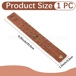 合金製牛革コードブレスレット（男性・女性用）  チョコレート  235x33x6mm&nbsp;DIY-WH20007-368
