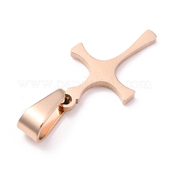 304ステンレスペンダント  クロス  ローズゴールド  20x12x1.2mm  穴：3.5x7mm&nbsp;STAS-H122-03RG