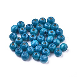 染色天然木ビーズ  ラウンド  無鉛の  ダークシアン  8x7mm  穴：3mm  約6000個/1000g&nbsp;WOOD-Q006-8mm-02-LF
