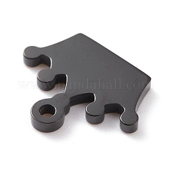 304ステンレススチールチャーム  レーザー切断  クラウン  イオンプレーティング（ip）  電気泳動黒  11x14x1.5mm  穴：1.4mm&nbsp;STAS-Y002-10B