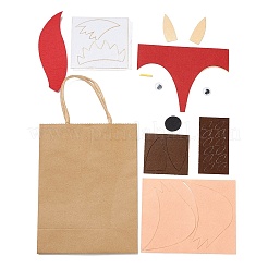 DIY Rectangle with Fox Pattern Kraft Paper Bag Making Set&nbsp;DIY-F079-06