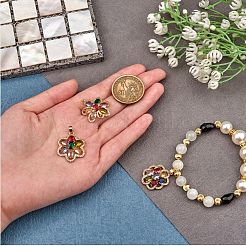 キュービックジルコニアフラワーチャーム 金メッキチャーム マイクロパヴェ 繊細なフラワーチャーム ネックレス ブレスレット作り用 3個  ゴールドカラー  22.5mm  穴：2mm  1個/スタイル&nbsp;JX565A