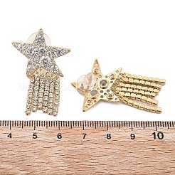 真鍮クリアキュービックジルコニアスタッドピアス  スターリングシルバー針925本  18KGP本金メッキ  スター  37x25mm&nbsp;EJEW-D301-06G-02