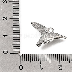 真鍮チャーム  ハンマーで叩いたハチドリのチャーム  プラチナ  13x20x3mm  穴：1.6mm&nbsp;KK-N290-26P