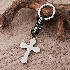 Punk Style 304 Stainless Steel Cross Keychains&nbsp;GV8385