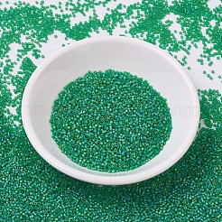 MIYUKIデリカビーズ小  シリンダー  日本製シードビーズ  15/0  （dbs0858)マット透明な緑のab  1.1x1.3mm  穴：0.7mm  約175000個/袋  50 G /袋&nbsp;SEED-X0054-DBS0858
