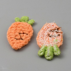 キャロットヤーンニットアップリケ  ポリエステルコンピュータ刺繍布を縫い付ける装飾アクセサリー  ライトサーモン  28~29x15~16x3mm&nbsp;PATC-WH0013-01C