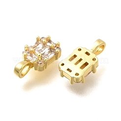 Rectangle Brass Micro Pave Cubic Zirconia Charms&nbsp;KK-S508-50G